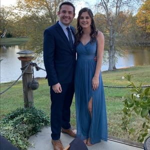 spaghetti strap ruched waist mesh bridesmaid dress